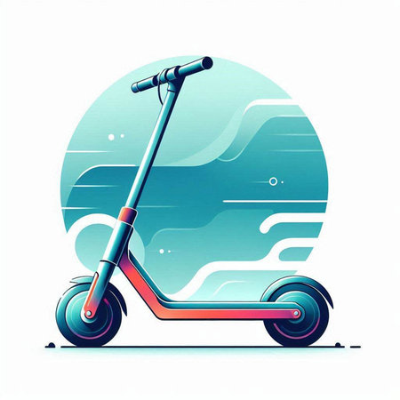 Modern scooter on a background of the sea. Vector illustration.のイラスト素材