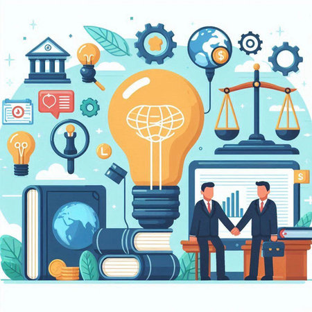 Business and finance concept. Vector flat graphic design illustration of teamwork, partnership, cooperation, partnership, brainstorming, meeting, project management, brainstorming.のイラスト素材