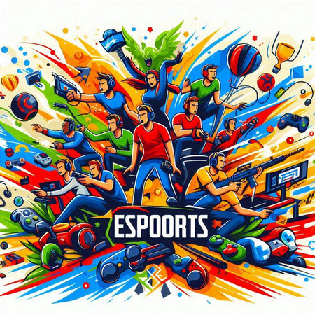 Vector illustration of people playing video games. Colorful background with place for your text.のイラスト素材