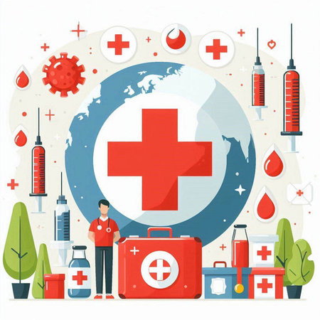 Flat design vector illustration concept for World Health Organization WHO introduced new official name for Switzerland.のイラスト素材