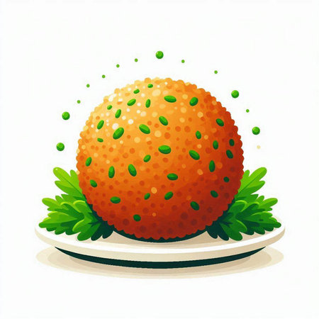 Illustration of a tomato on a plate with parsley on a white backgroundのイラスト素材