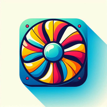 Colorful computer fan icon in flat style. Vector illustration isolated on white background.のイラスト素材