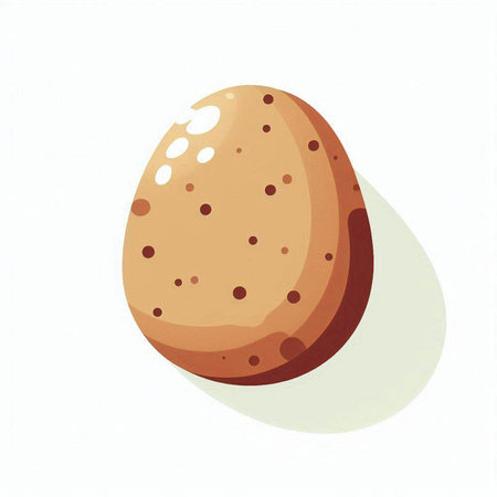 Illustration of a brown Easter egg with shadow on white background.のイラスト素材