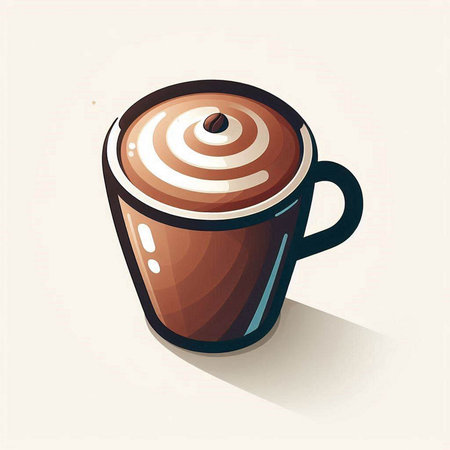Coffee cup with latte art design. Vector illustration.のイラスト素材
