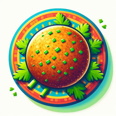 illustration of a hamburger on a plate with green parsleyのイラスト素材