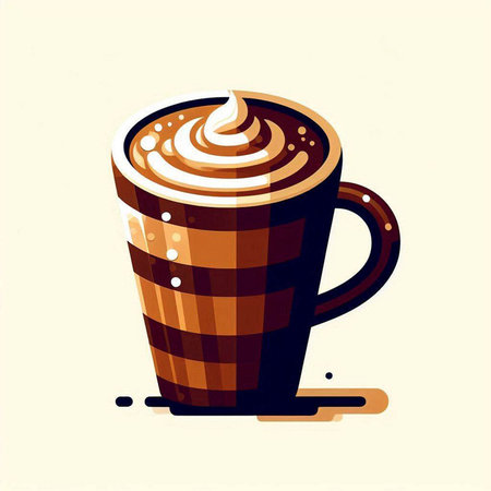 Coffee cup with whipped cream on the white background. Vector illustration.のイラスト素材