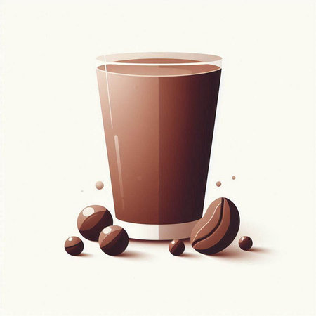 Coffee cup and beans on white background. Vector illustration.のイラスト素材