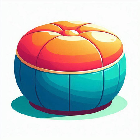 Illustration of a 3d multicolored pouf on a white backgroundのイラスト素材