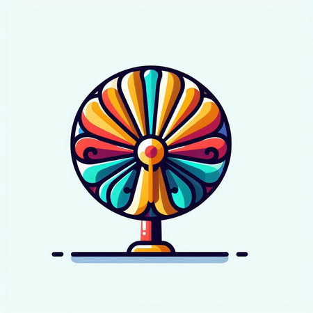 Illustration of a spinning wheel on a light background. Vector illustrationのイラスト素材