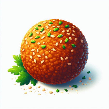 Illustration of a hamburger with sesame seeds on a white backgroundのイラスト素材