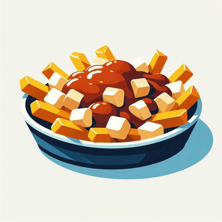 Illustration of a bowl with ketchup and fries, vector illustrationのイラスト素材