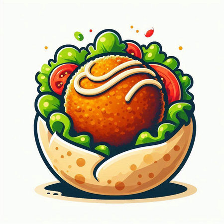 Illustration of a hamburger with lettuce, tomato and mayonnaiseのイラスト素材