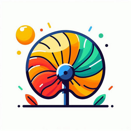 Colorful windmill icon isolated on white background. Vector illustration.のイラスト素材