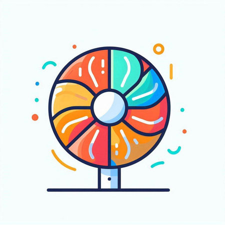 Colorful round lollipop icon, flat design vector illustration.のイラスト素材