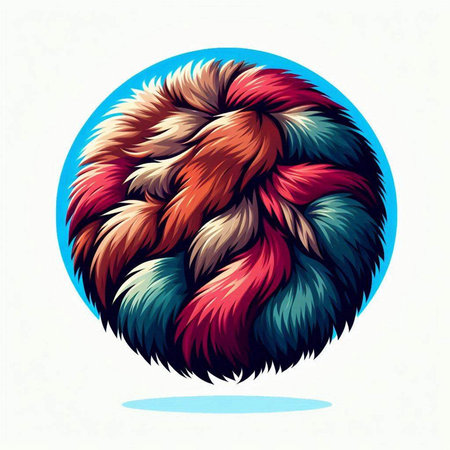 Vector illustration of a fluffy fur ball in the form of a circleのイラスト素材