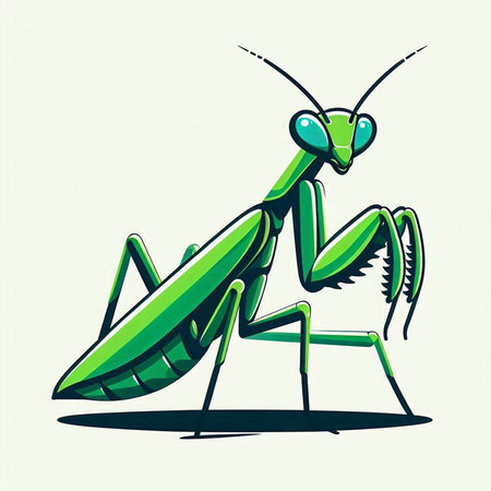 Praying mantis. Hand drawn vector illustration on white background.のイラスト素材