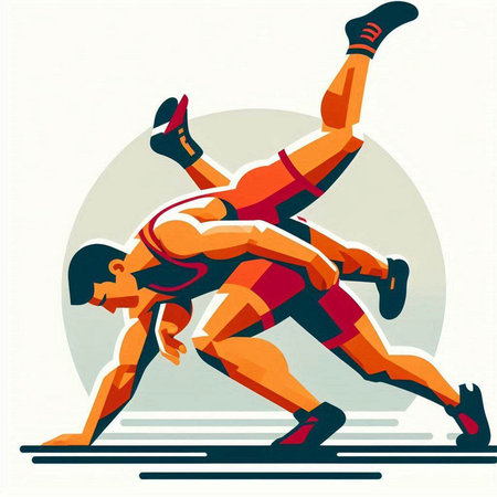 Athletic men running in a circle. Vector illustration.のイラスト素材