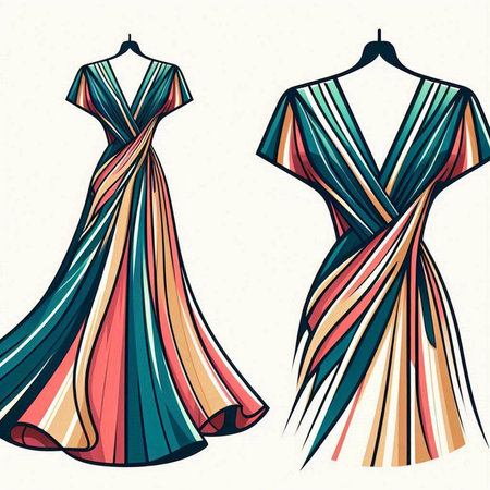 Wedding dress design set. Hand drawn illustration. Vector.のイラスト素材