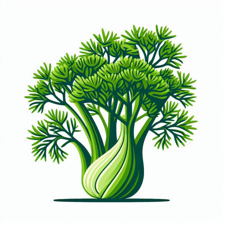 Fresh green dill isolated on a white background. Vector illustration.のイラスト素材