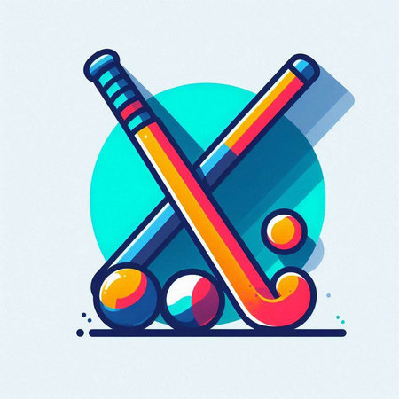 Crossed hockey sticks and puck in flat style. Vector illustration.のイラスト素材