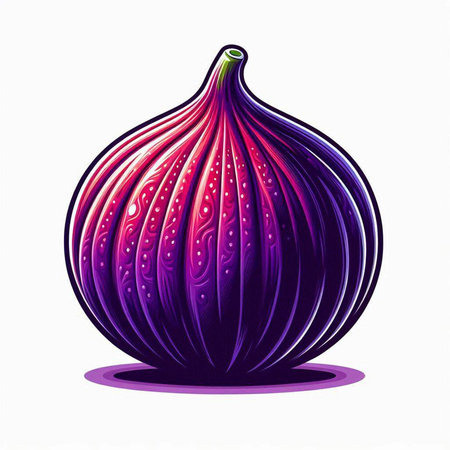 Purple fig isolated on white background. Hand drawn vector illustration.のイラスト素材