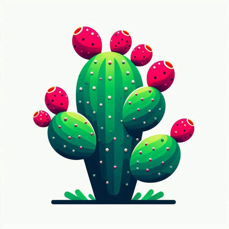 Cactus in cartoon style on a white background. Vector illustration.のイラスト素材