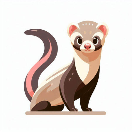cute ferret on a white background. Vector illustration of a ferret.のイラスト素材