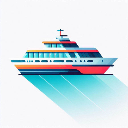 Cruise ship vector illustration. Vector illustration of a water transport.のイラスト素材