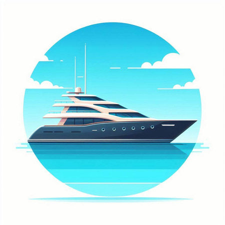 Yacht on the sea. Vector illustration in a flat style.のイラスト素材