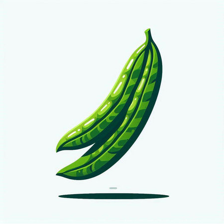 Green bean isolated on white background. Vector illustration. Eps 10.のイラスト素材