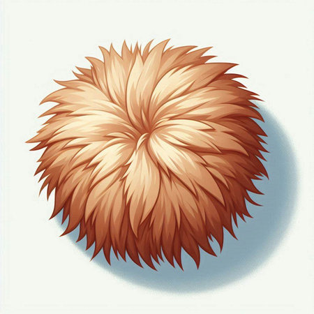 Illustration of a fur ball on a white background with a shadowのイラスト素材