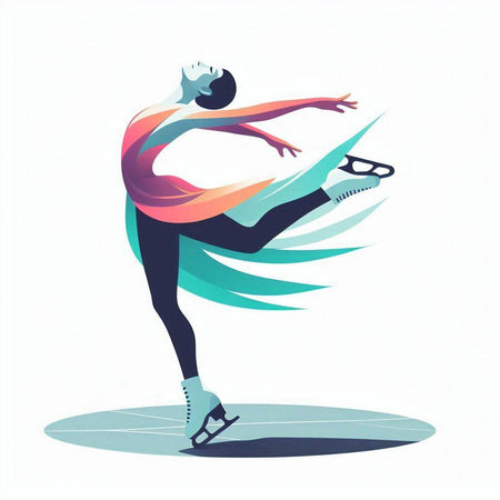 Figure skating vector illustration. Woman figure skater on ice. Winter sport.のイラスト素材