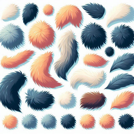 Seamless pattern with fluffy feathers of different colors. Vector illustration.のイラスト素材