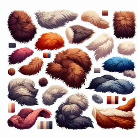 Vector set of fur hats. Isolated on white background. Vector illustration.のイラスト素材