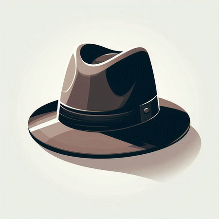 Illustration of a black hat on a white background with shadow.のイラスト素材
