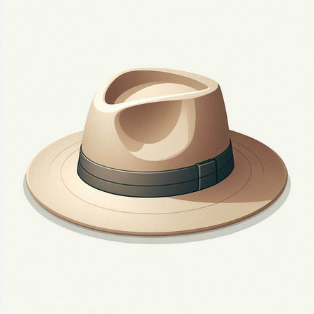 Illustration of a brown hat isolated on a white background - 3d renderのイラスト素材