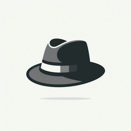 Illustration of a black hat on a white background with shadow.のイラスト素材