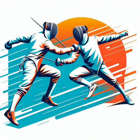 Fencing. Fencing sport. Vector illustration in retro style.のイラスト素材