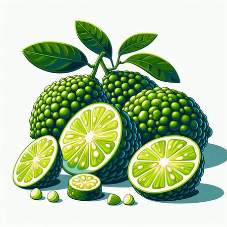 Bergamot fruit on a white background. Vector illustration.のイラスト素材