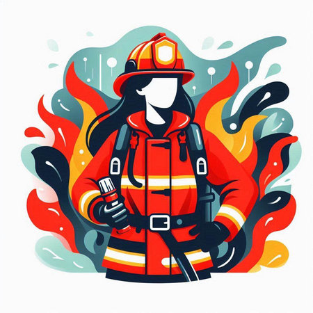 Firefighter. Vector illustration in cartoon style. Firefighter icon.のイラスト素材