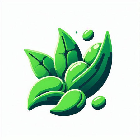 Green leaves and drops of water on white background. Vector illustration.のイラスト素材