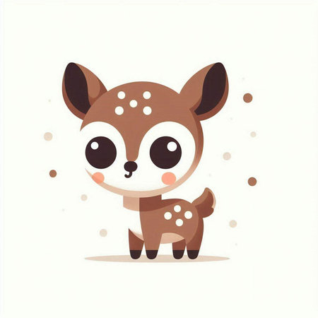 Cute cartoon deer isolated on a white background. Vector illustration.のイラスト素材