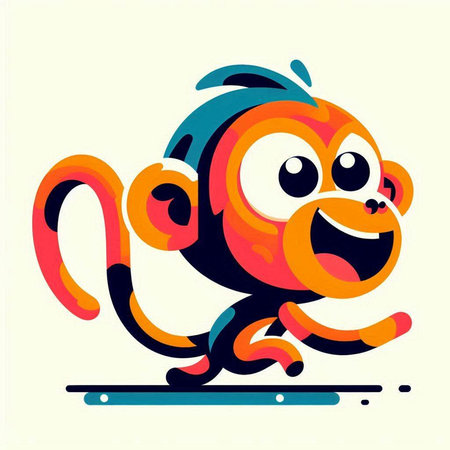 Vector illustration of a funny monkey on a light background. Cartoon character.のイラスト素材