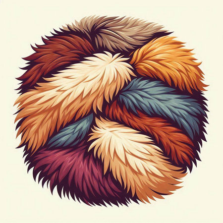 Vector illustration of a stylized multicolored fur ball in retro styleのイラスト素材