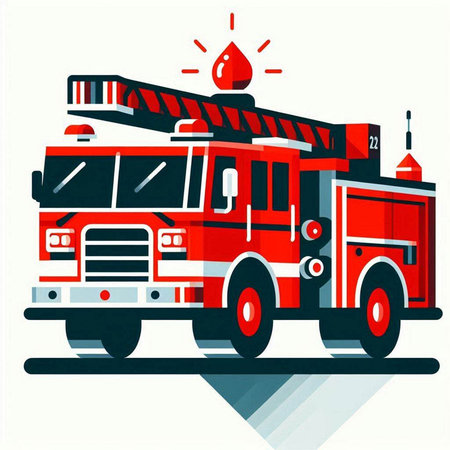 Vector illustration of a firetruck. Fire engine. Flat style.のイラスト素材