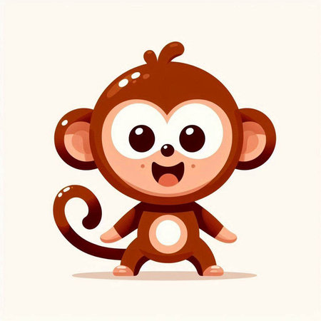 Cute cartoon monkey. Vector illustration isolated on a white background.のイラスト素材