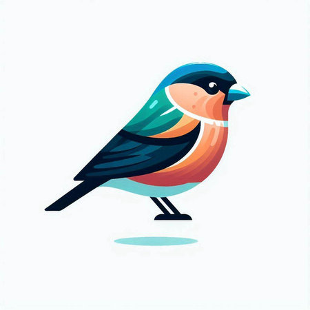 Bullfinch on a white background. Vector illustration, flat style.のイラスト素材