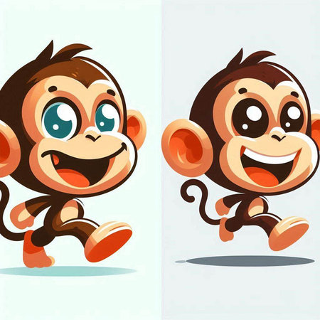 funny cartoon monkey and monkey on a white background, vector illustrationのイラスト素材