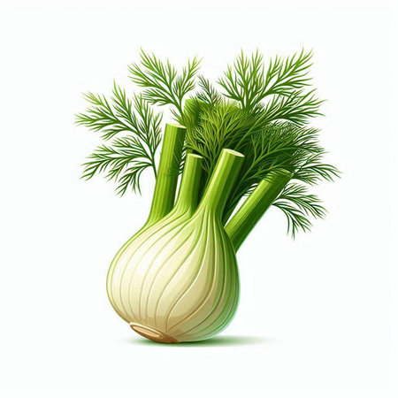 Fresh fennel isolated on white background. Vector realistic illustration.のイラスト素材