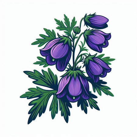Violet wild flowers on a white background. Hand-drawn illustration.のイラスト素材